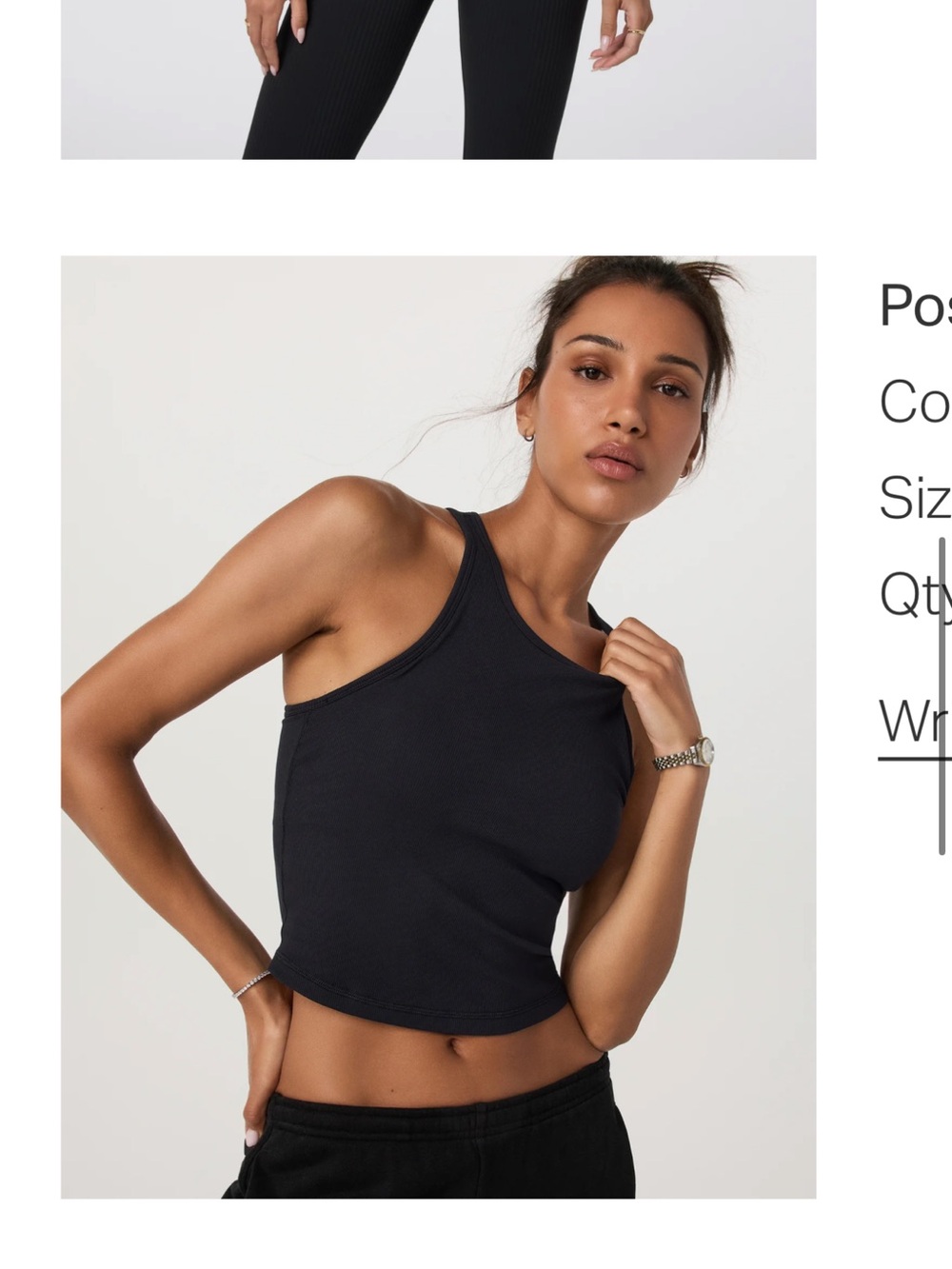 Vuori Black Ribbed Racerback Crop Tank